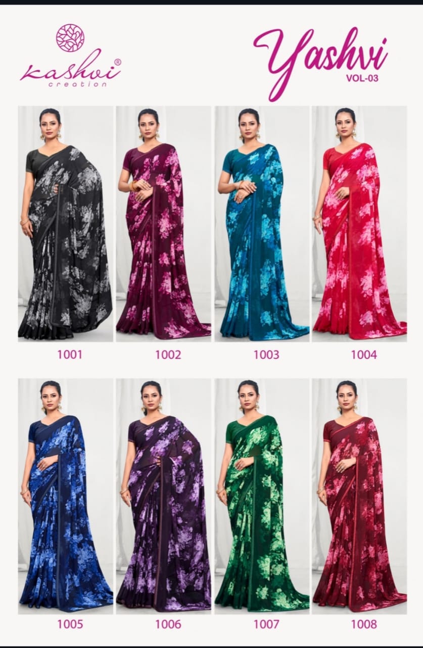 Yashvi Vol 3 By Kashvi Daily Wear Printed Georgette Sarees Wholesale Price In Surat